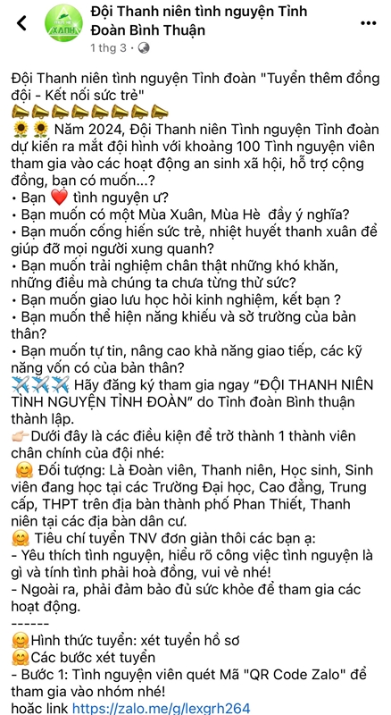 (Sử dụng mạng xã hội Facebook, website tuyển tình nguyện viên)